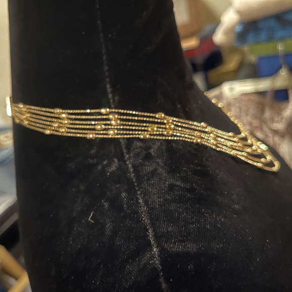 Liz Claiborne 6 Multi Strand Gold Station Necklace Adjustable! - Picture 2 of 6